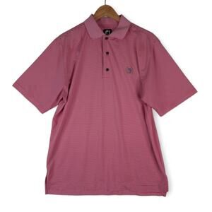 FootJoy Golf Polo Shirt Mene M Pink White Striped Horseshoe Bend‎ Country Club